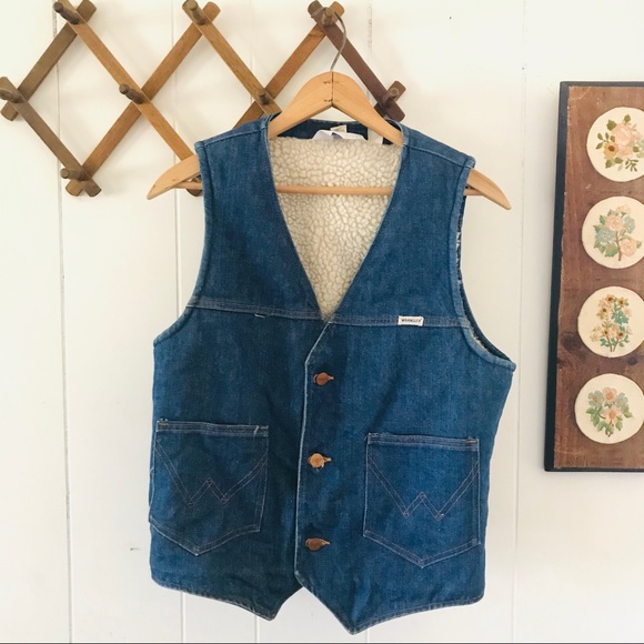 Wrangler Other - Wrangler Vintage Sherpa Lined Denim Vest